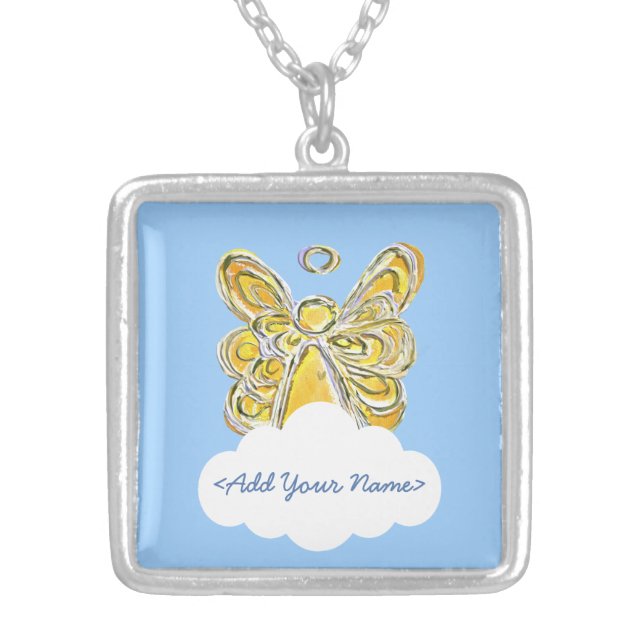 Yellow Guardian Angel Series Cloud Custom Necklace (Front)