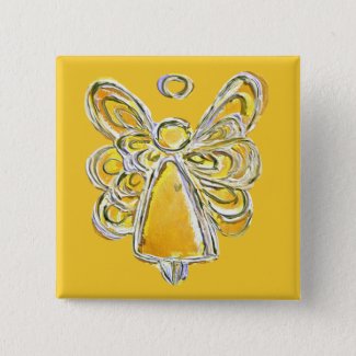 Yellow Guardian Holiday Angel Custom Pin Buttons