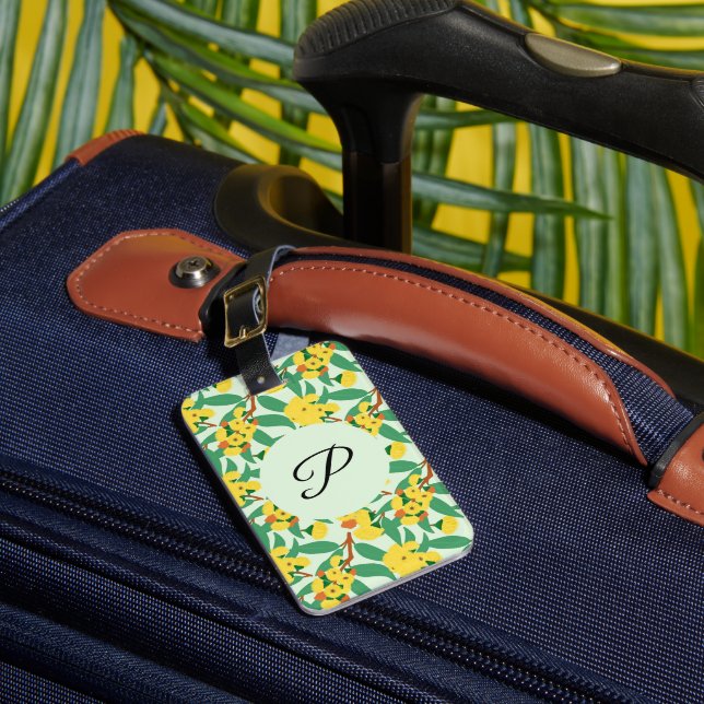 Yellow Gum Tree Flowers Luggage Tag (Front Insitu 1)