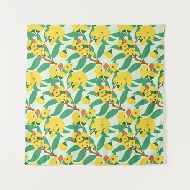 Yellow Gum Tree Flowers Tapestry (Front)