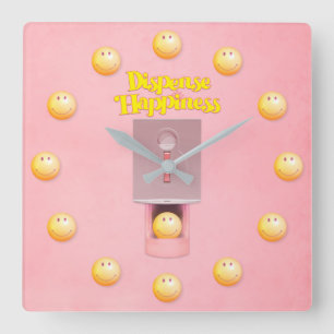Yellow Gumball Dispenser Square Wall Clock