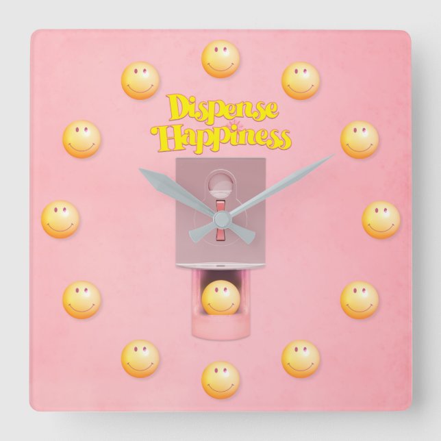 Yellow Gumball Dispenser Square Wall Clock (Front)