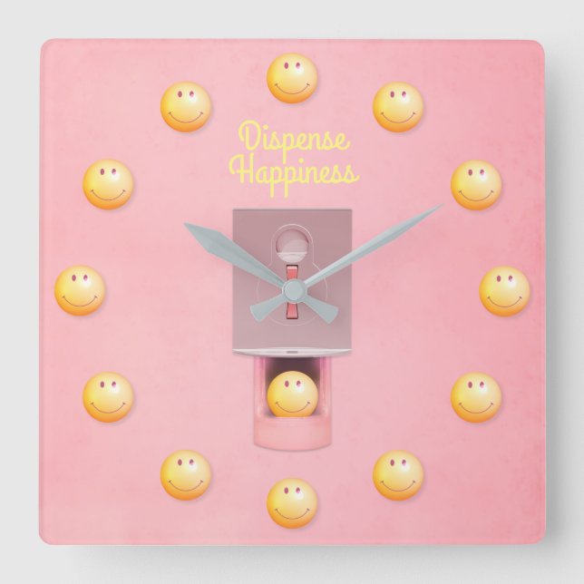 Yellow Gumball Dispenser Square Wall Clock (Front)