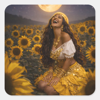 yellow gypsy  square sticker
