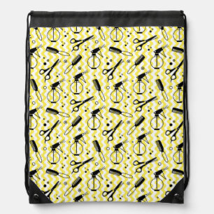 Yellow Hairdresser Tool Pattern Drawstring Bag