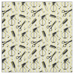 Yellow Hairdresser Tool Pattern Fabric