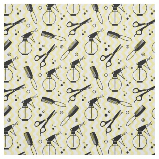 Yellow Hairdresser Tool Pattern Fabric