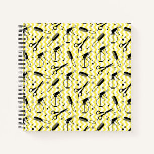Yellow Hairdresser Tool Pattern Notebook