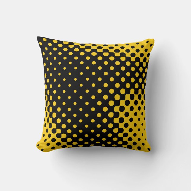 Yellow Halftone Throw Pillow (Front)