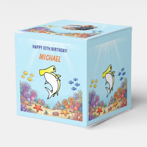 Yellow Hammerhead Shark Ocean Birthday Photo Favor Boxes