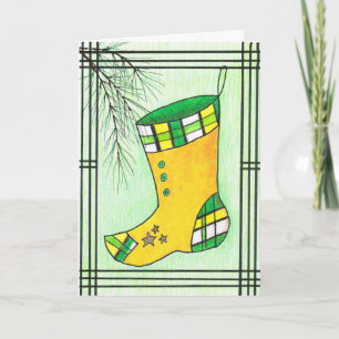 Yellow Hanbok Christmas Stocking Holiday Card