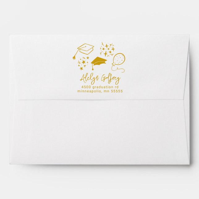 Yellow Hand Drawn Graduation Icons  Envelope (Back (Top Flap))
