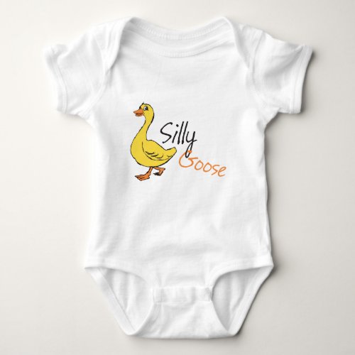 Yellow Hand Drawn Silly Goose Baby Goose Cartoon Baby Bodysuit