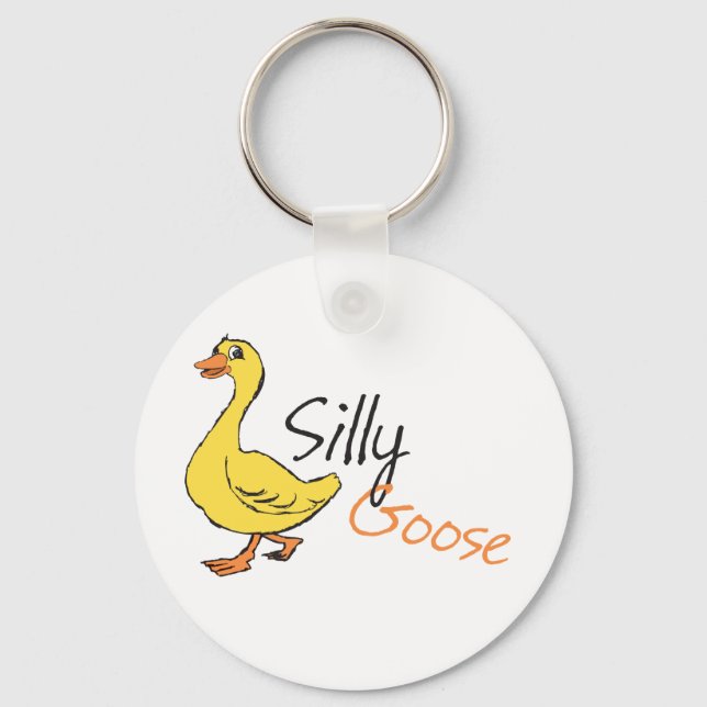 Yellow Hand Drawn Silly Goose Baby Goose Cartoon Keychain (Front)