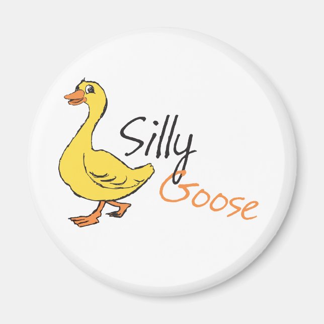 Yellow Hand Drawn Silly Goose Baby Goose Cartoon Magnet (Front)