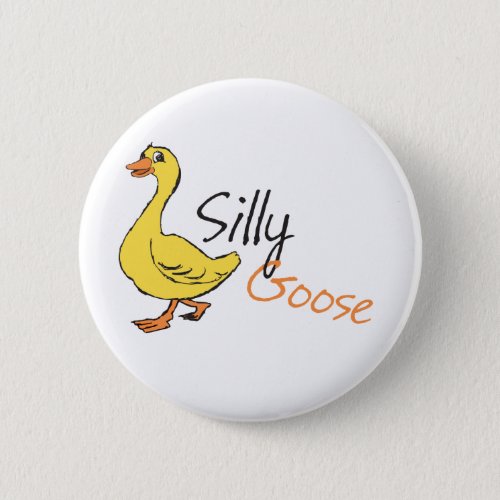 Yellow Hand Drawn Silly Goose Baby Goose Cartoon Pinback Button