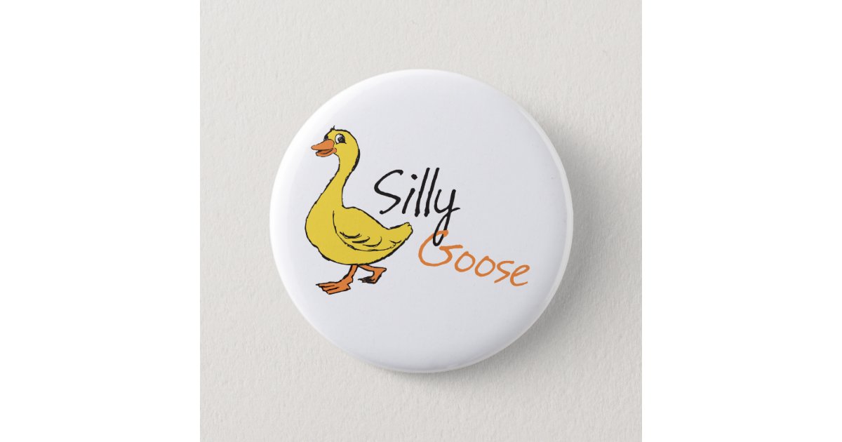 Yellow Hand Drawn Silly Goose Baby Goose Cartoon Pinback Button
