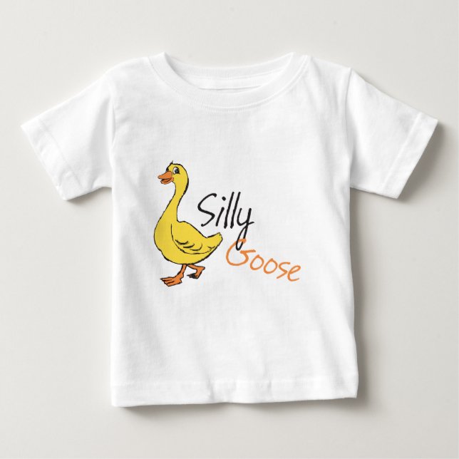 Yellow Hand Drawn Silly Goose Baby Goose Cartoon T-Shirt (Front)