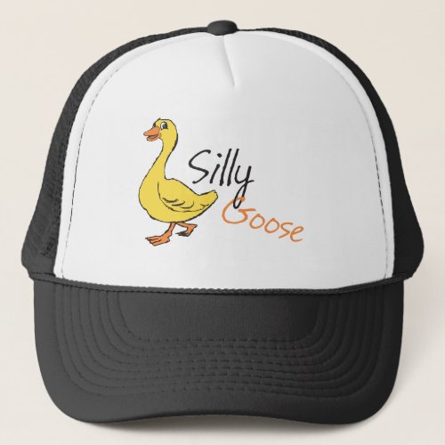 Yellow Hand Drawn Silly Goose Baby Goose Cartoon Trucker Hat