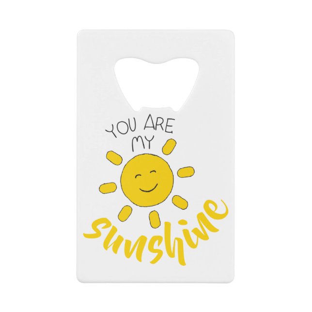 Yellow Hand Drawn Sun Hello Sunshine Image Sun Art Credit Card Bottle Opener (Front)