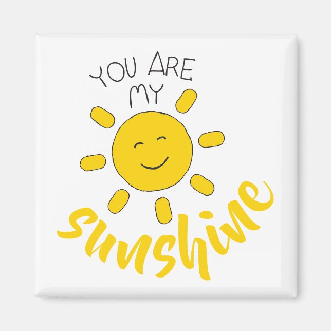 Yellow Hand Drawn Sun Hello Sunshine Image Sun Art Magnet (Front)