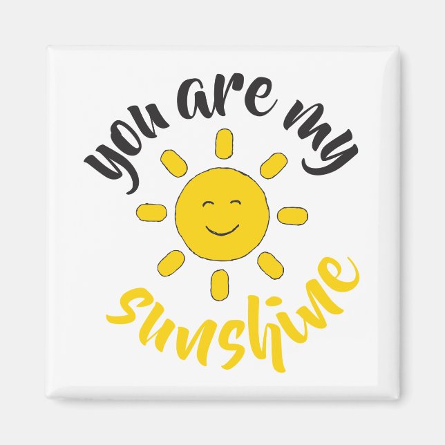 Yellow Hand Drawn Sun Hello Sunshine Image Sun Art Magnet (Front)