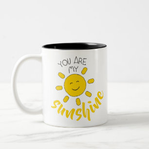 Yellow Hand Drawn Sun Hello Sunshine Image Sun Art Two-Tone Coffee Mug