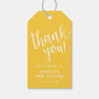 Yellow Hand-Lettered Baby Shower Thank You Favor Gift Tags