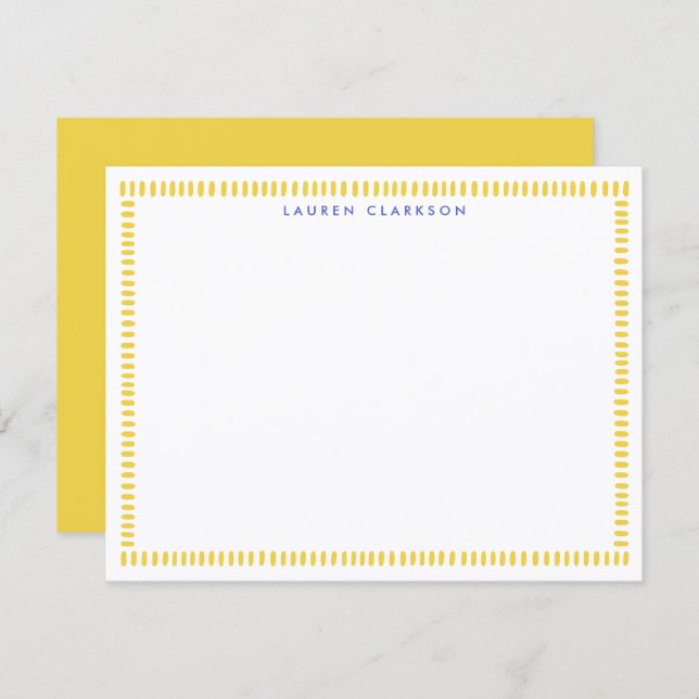 Yellow Hand Painted Striped Frame Note Card (Front/Back)