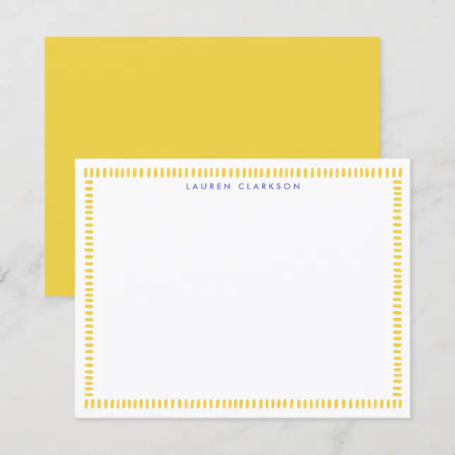 Yellow Hand Painted Striped Frame Note Card | Zazzle