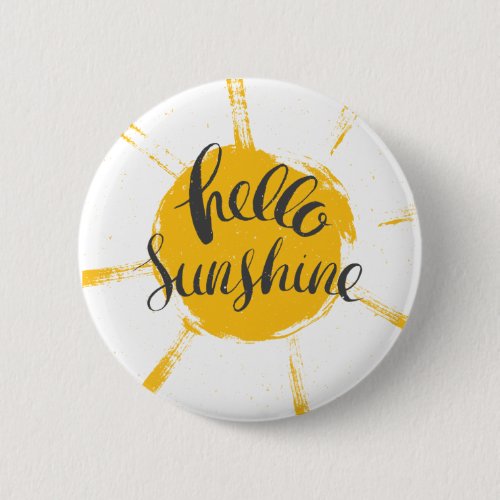 Yellow HandDrawn Sun Hello Sunshine Image Text Art Button