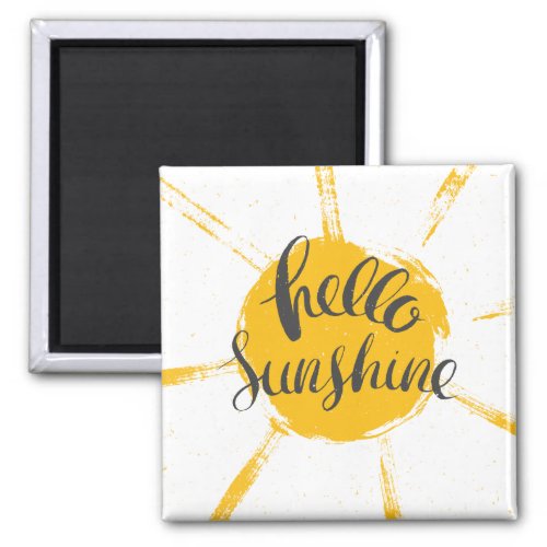 Yellow HandDrawn Sun Hello Sunshine Image Text Art Magnet