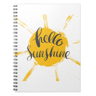 Yellow HandDrawn Sun Hello Sunshine Image Text Art Notebook