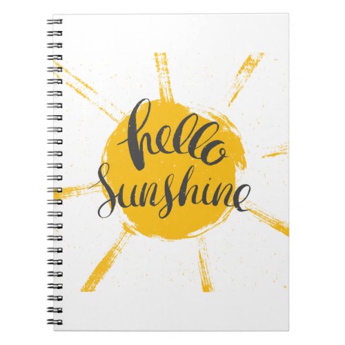 Yellow HandDrawn Sun Hello Sunshine Image Text Art Notebook