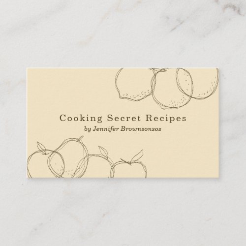 Yellow handmade fruit sketch bakery recipe business card