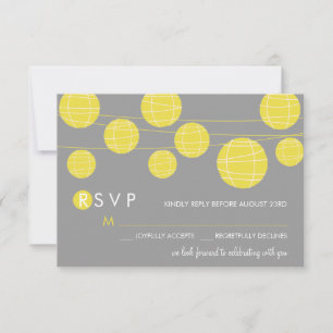 Yellow Hanging Chinese Paper Lanterns RSVP Card