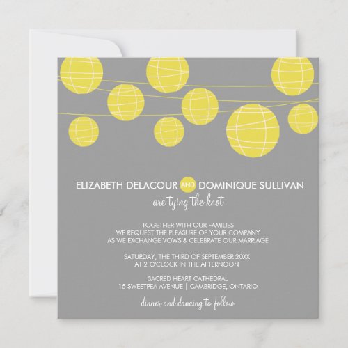 Yellow Hanging Paper Lanterns Wedding Invitation