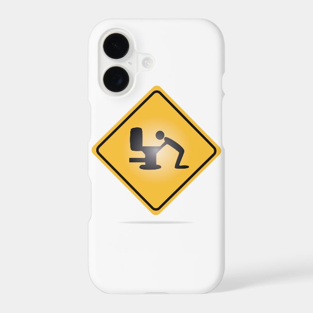 Yellow hangover warning sign phone case (Back)