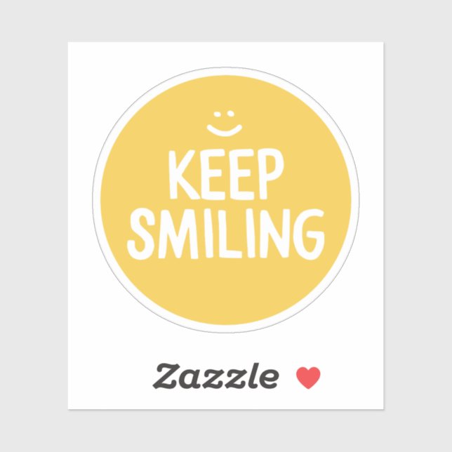 Yellow Happiness Quote Keep Smiling Sticker (Sheet)
