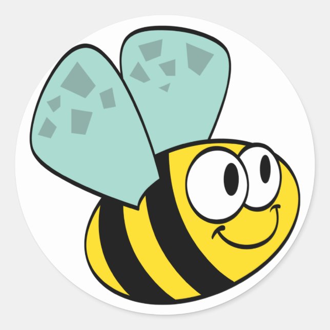 Yellow Happy Bee Tshirts and Gifts Classic Round Sticker (Front)