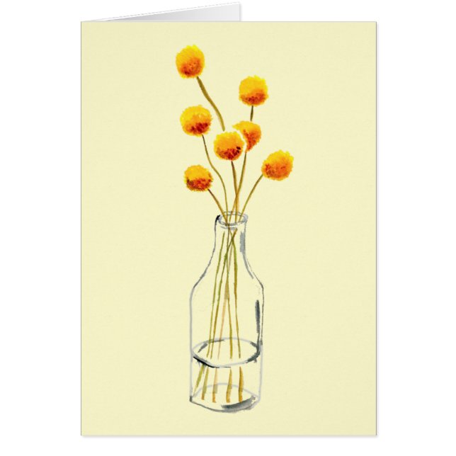 Yellow happy Billy Button flowers Australian art Cards (Front)