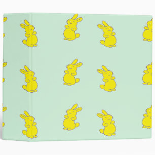 Yellow happy bunnies on teal 3 ring binder