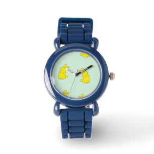 Yellow happy bunnies on teal watch