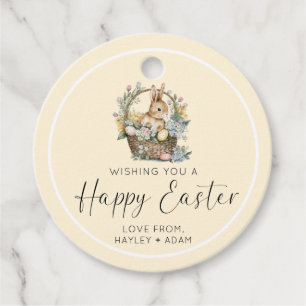 Yellow Happy Easter Bunny Favor Tags