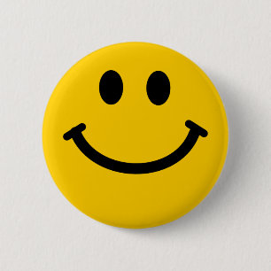 Yellow Happy Face badge button