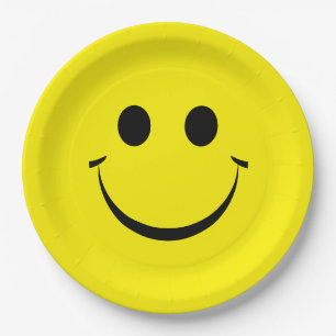 Yellow Happy Face Birthday Paper Plates