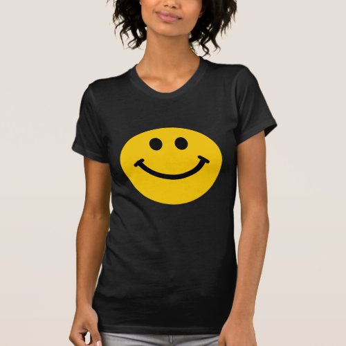 Yellow happy face black t_shirt