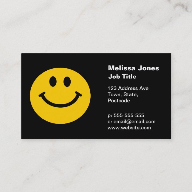Yellow Happy Face Business Card (Front)