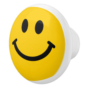 Yellow Happy Face Ceramic Knob