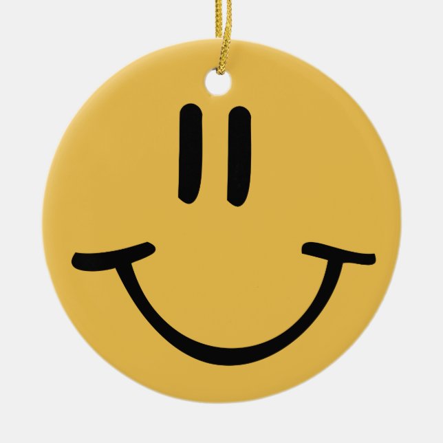 Yellow Happy Face Ceramic Ornament (Front)